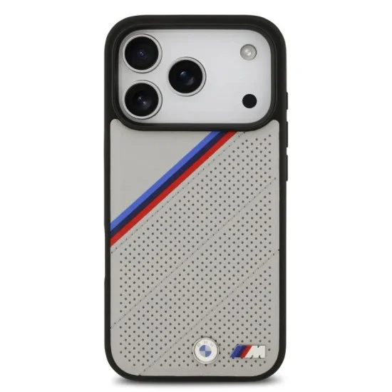 Bmw Iphone 17 Pro Magsafe Case With Tri-Color Stripes And Metal Logo - Grey